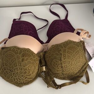 Auden Lace Underwire Bras Green and Purple